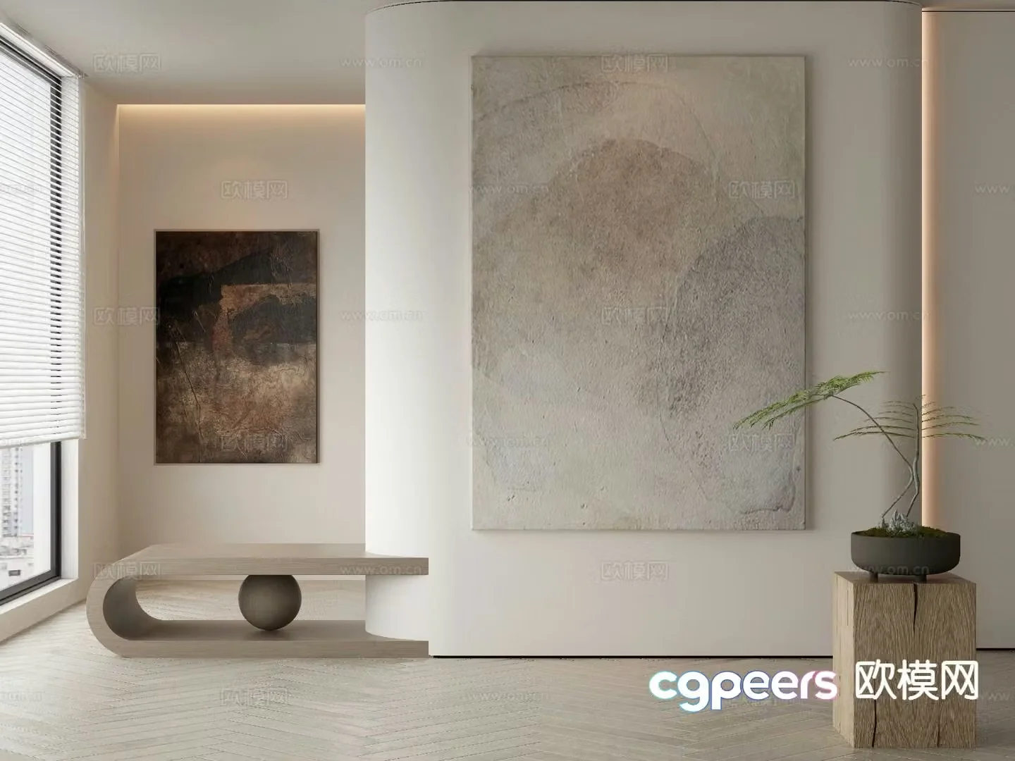 Modern texture painting decorative painting 3d model