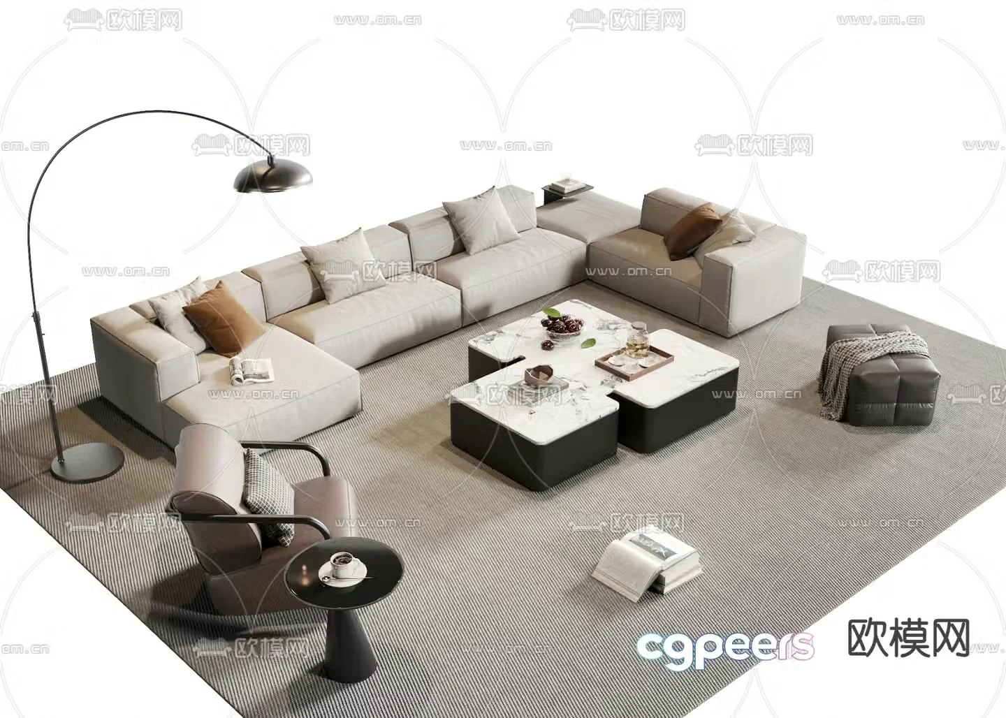 Modern sectional sofa 3d model
