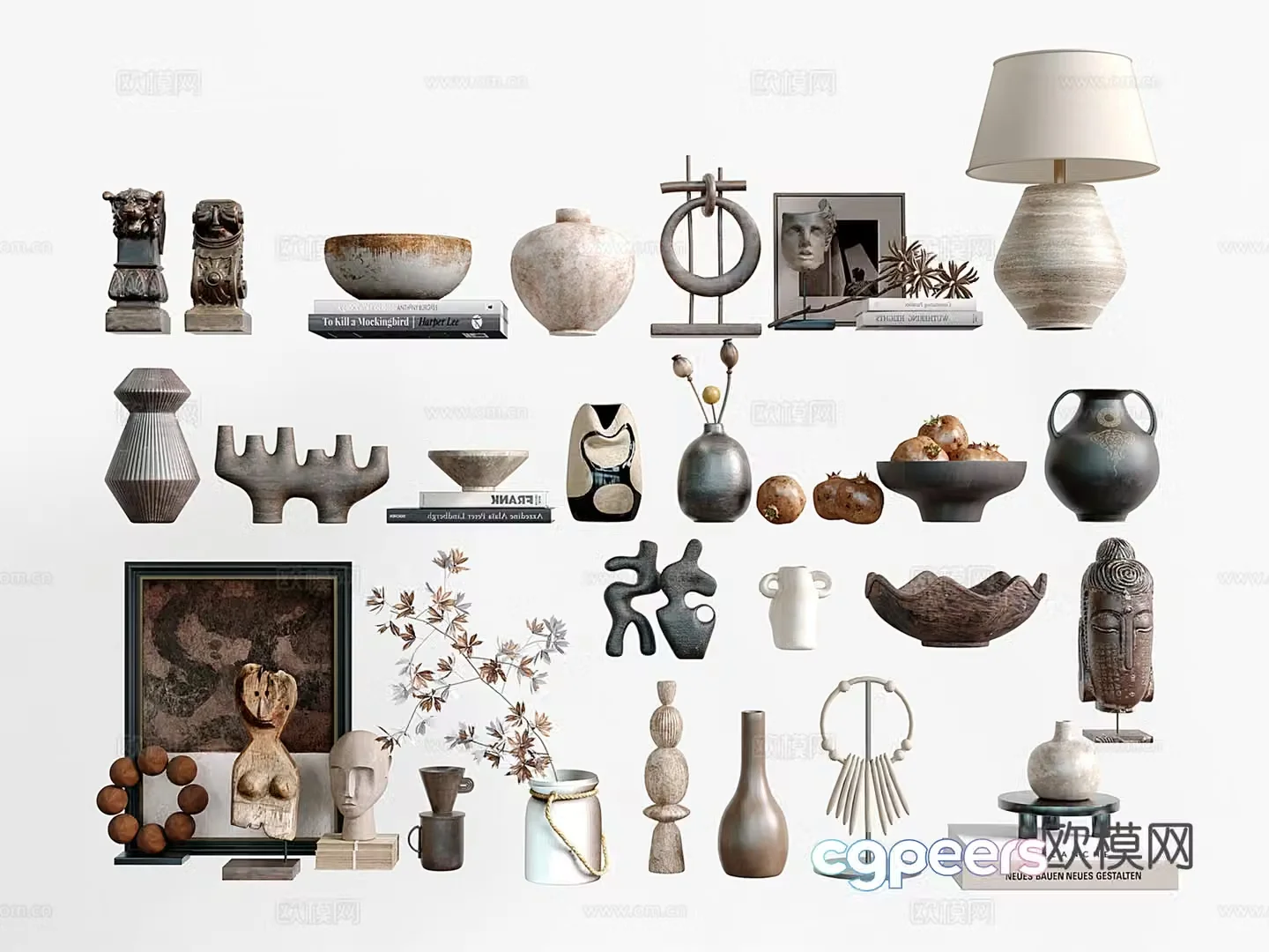 Wasabi Middle Style Ornamental Ornament Desk Lamp Handicraft Clay pot vase Sculpture 3D Model