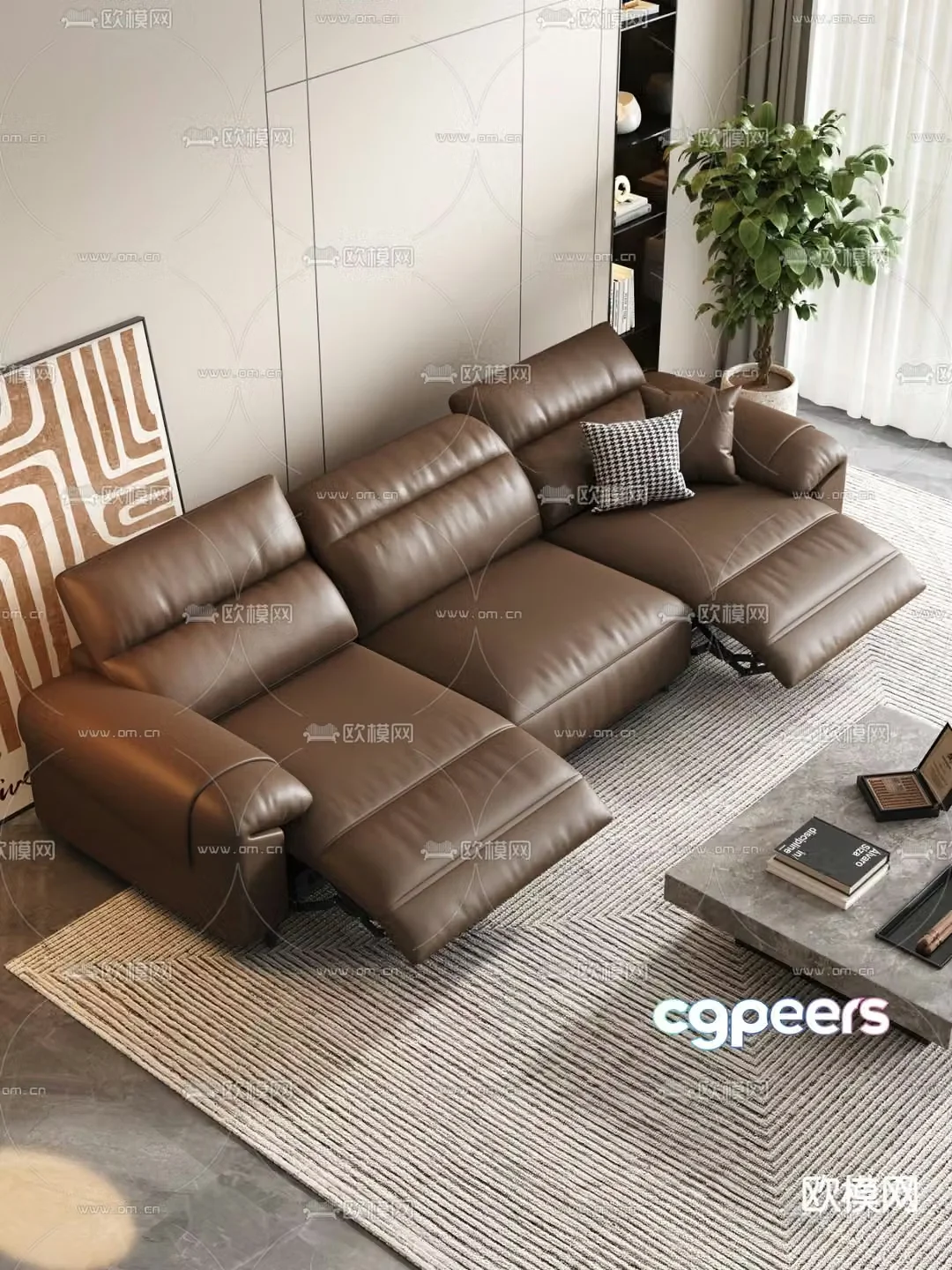Three seater sofa functional sofa 3d model