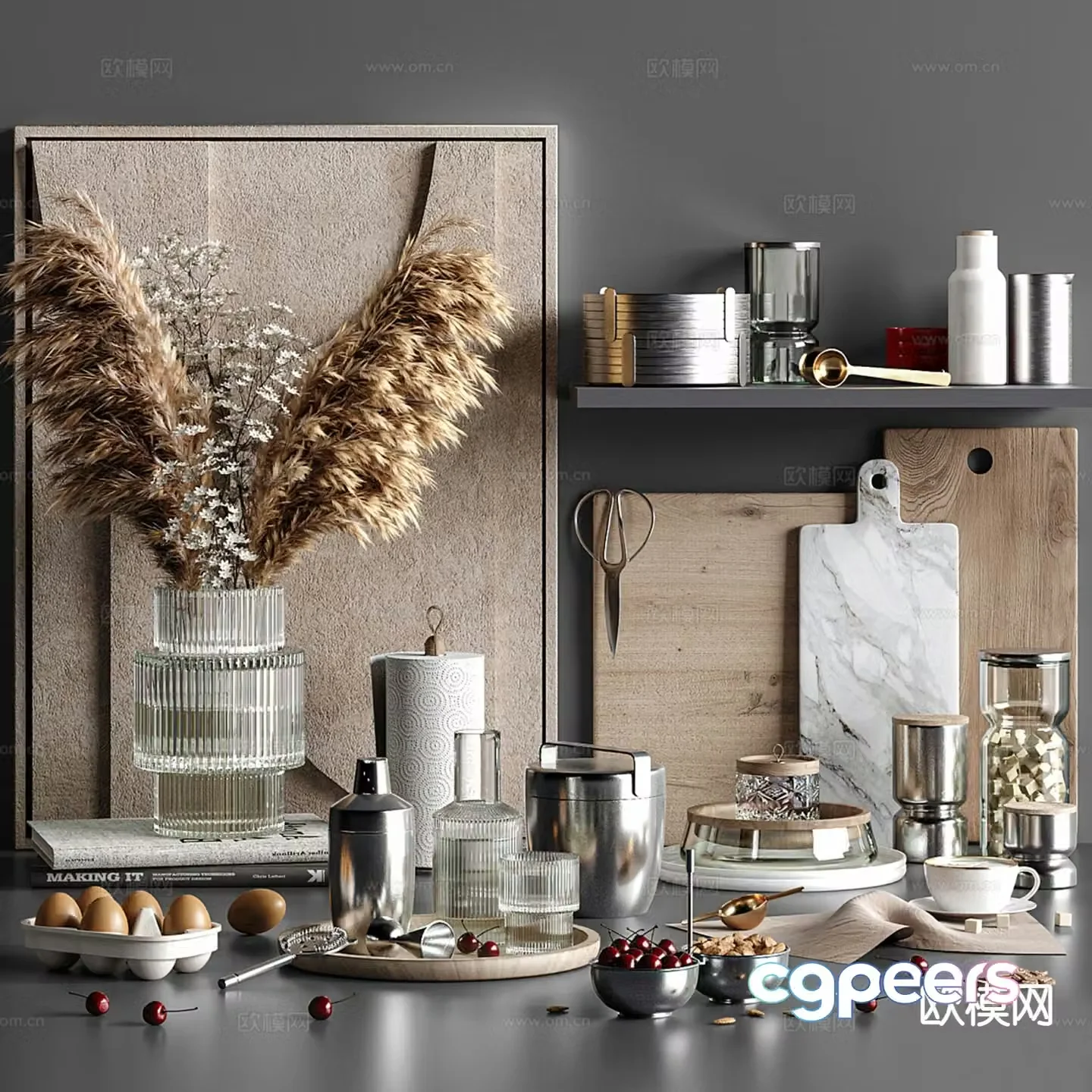 Modern kitchenware kitchen accessories vases furnishings 3d model