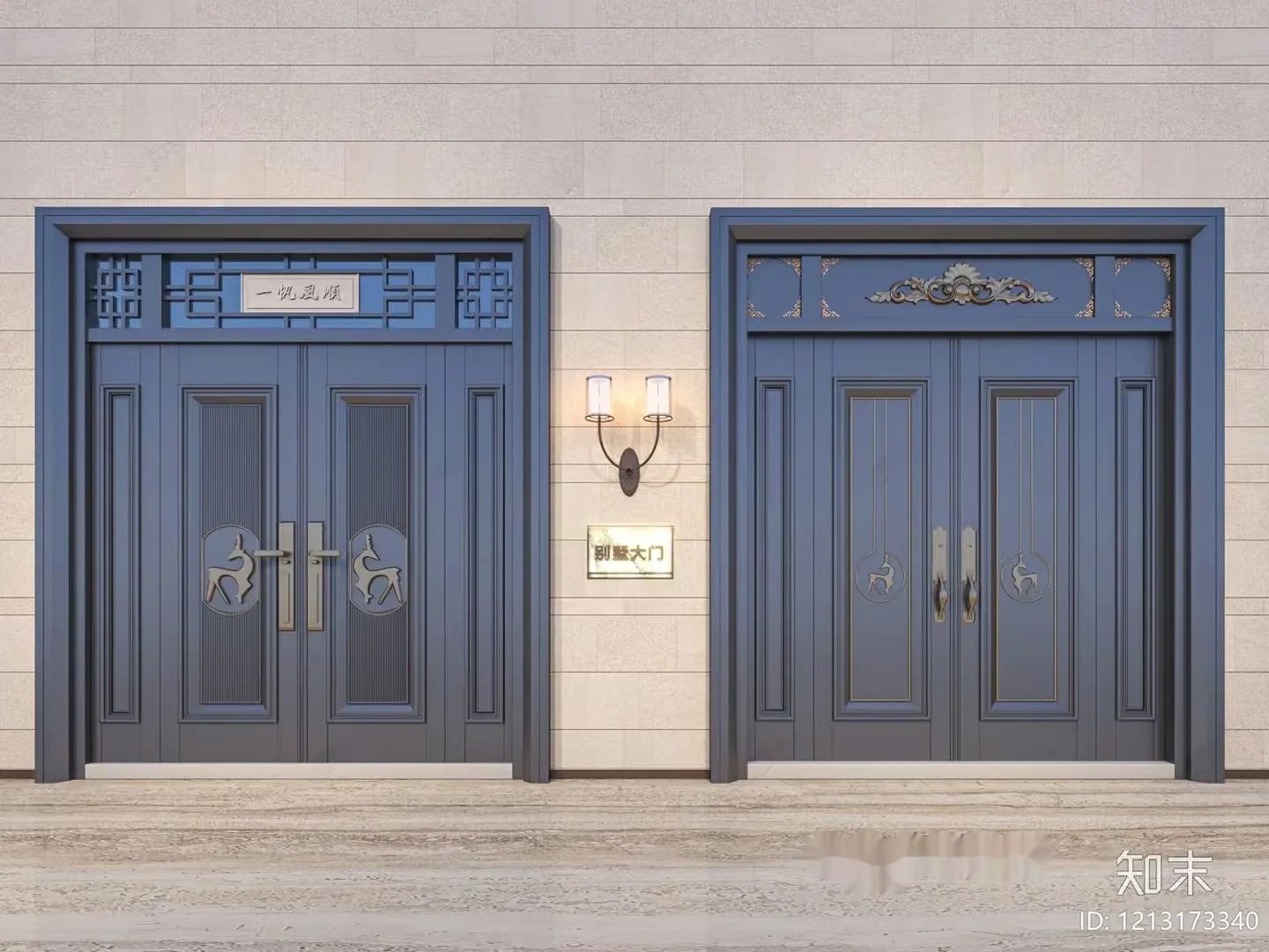 A Pair Of Decorative Doors 3D Model – 3593 – VRAY Render