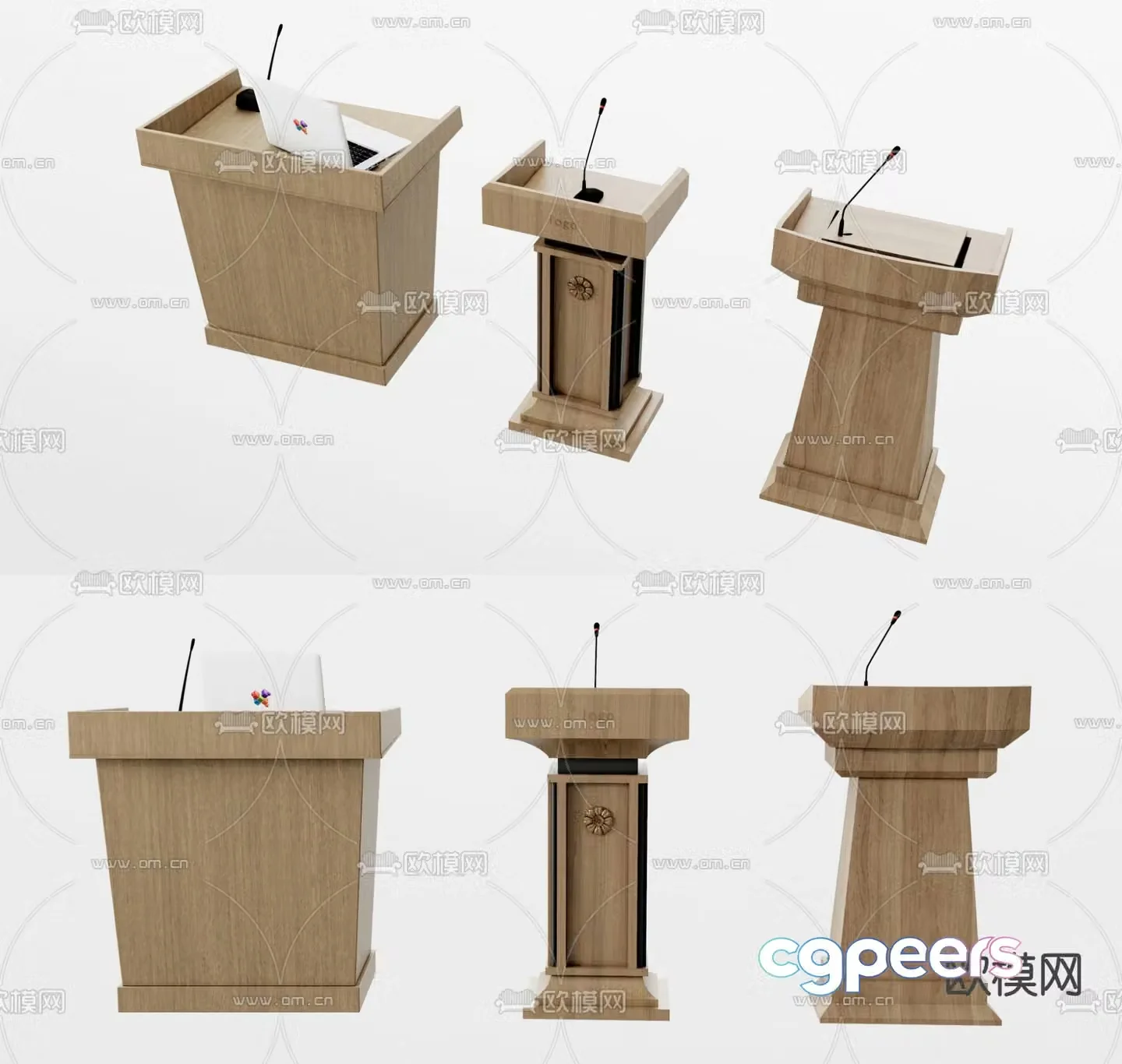 solid wood podium podium 3d model
