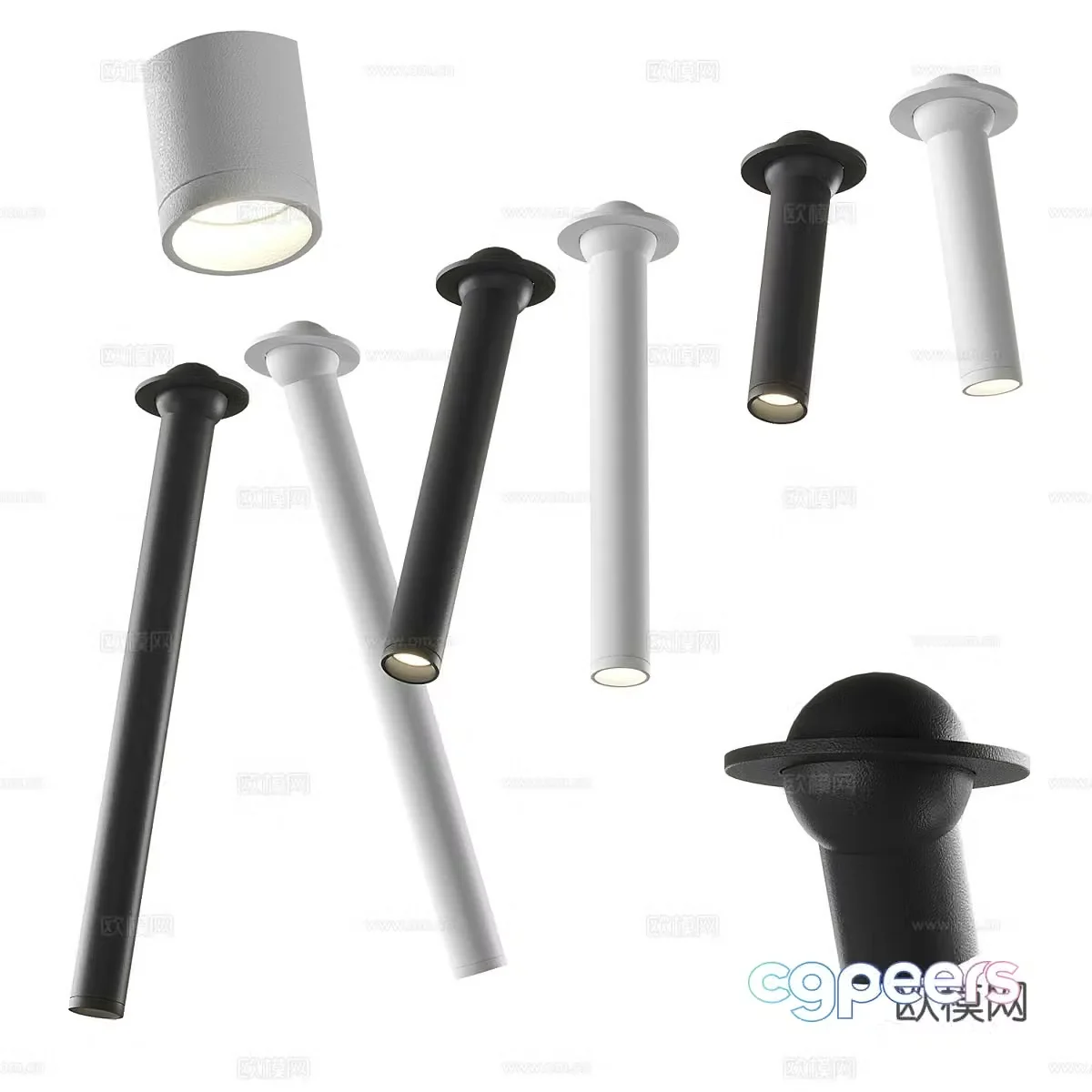Modern minimalist rotating spotlight 3D model