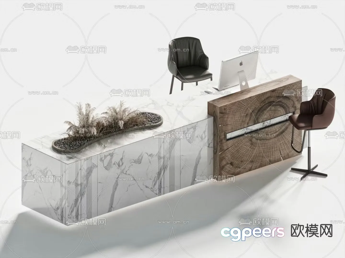 Modern front desk reception desk service desk information desk 3d model