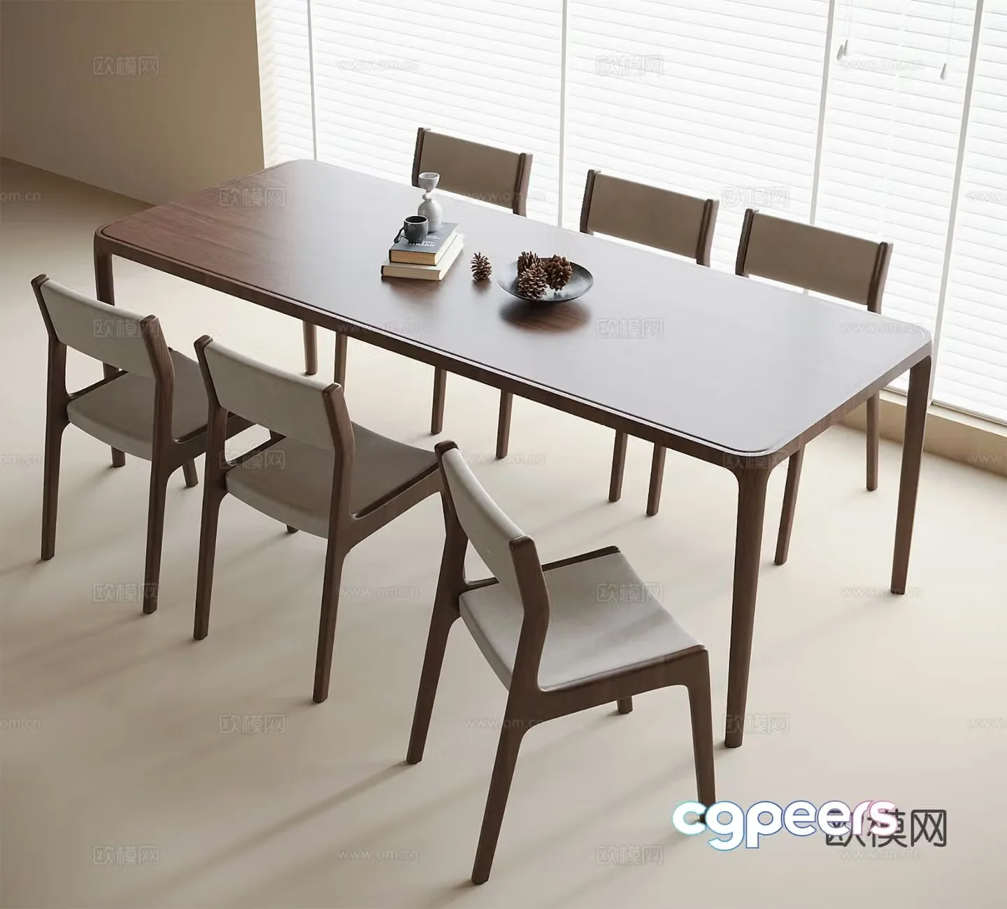 Medieval style dining table and chairs bar dining table 3D model
