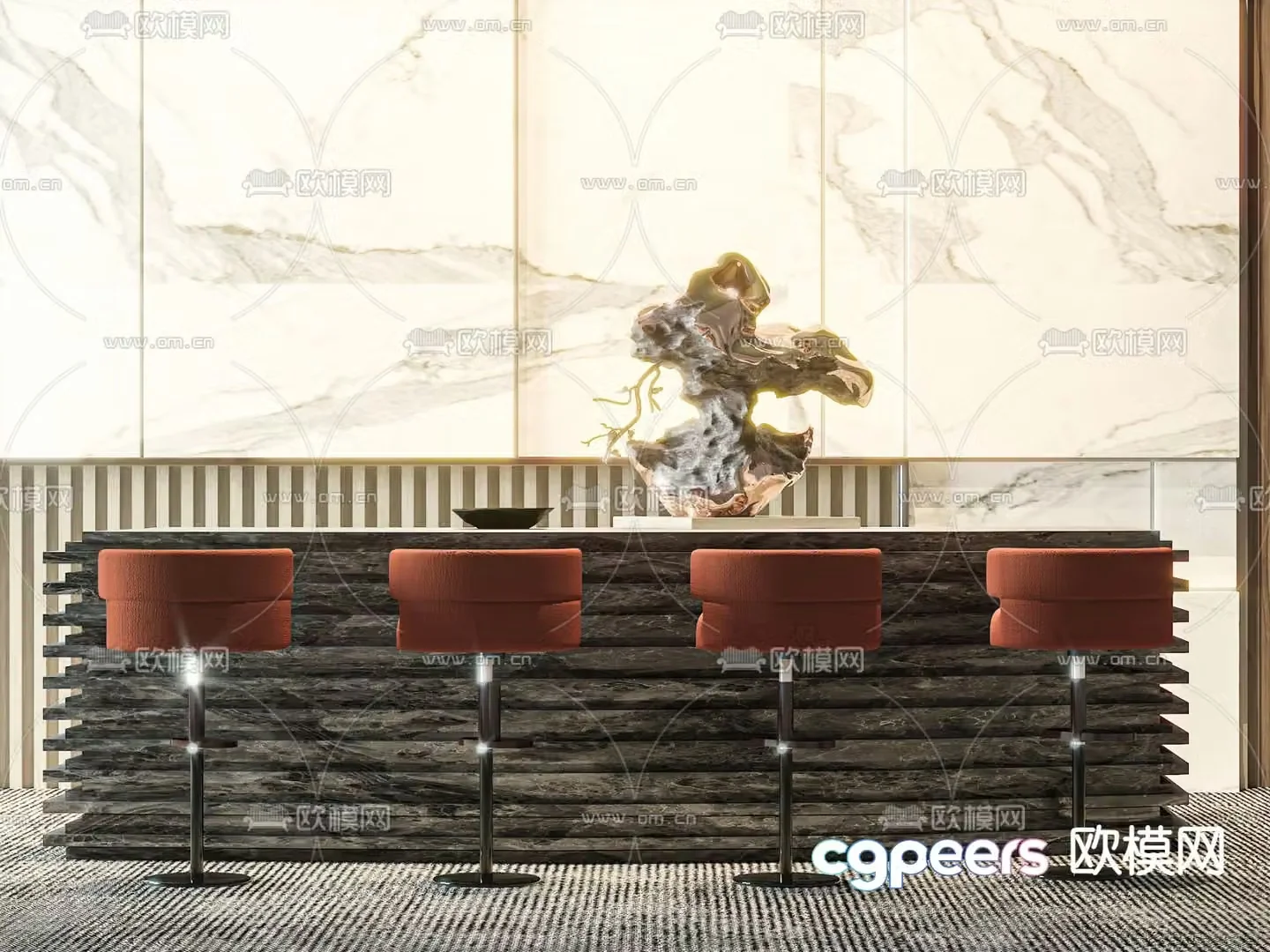 Front desk service desk reception desk 3d model