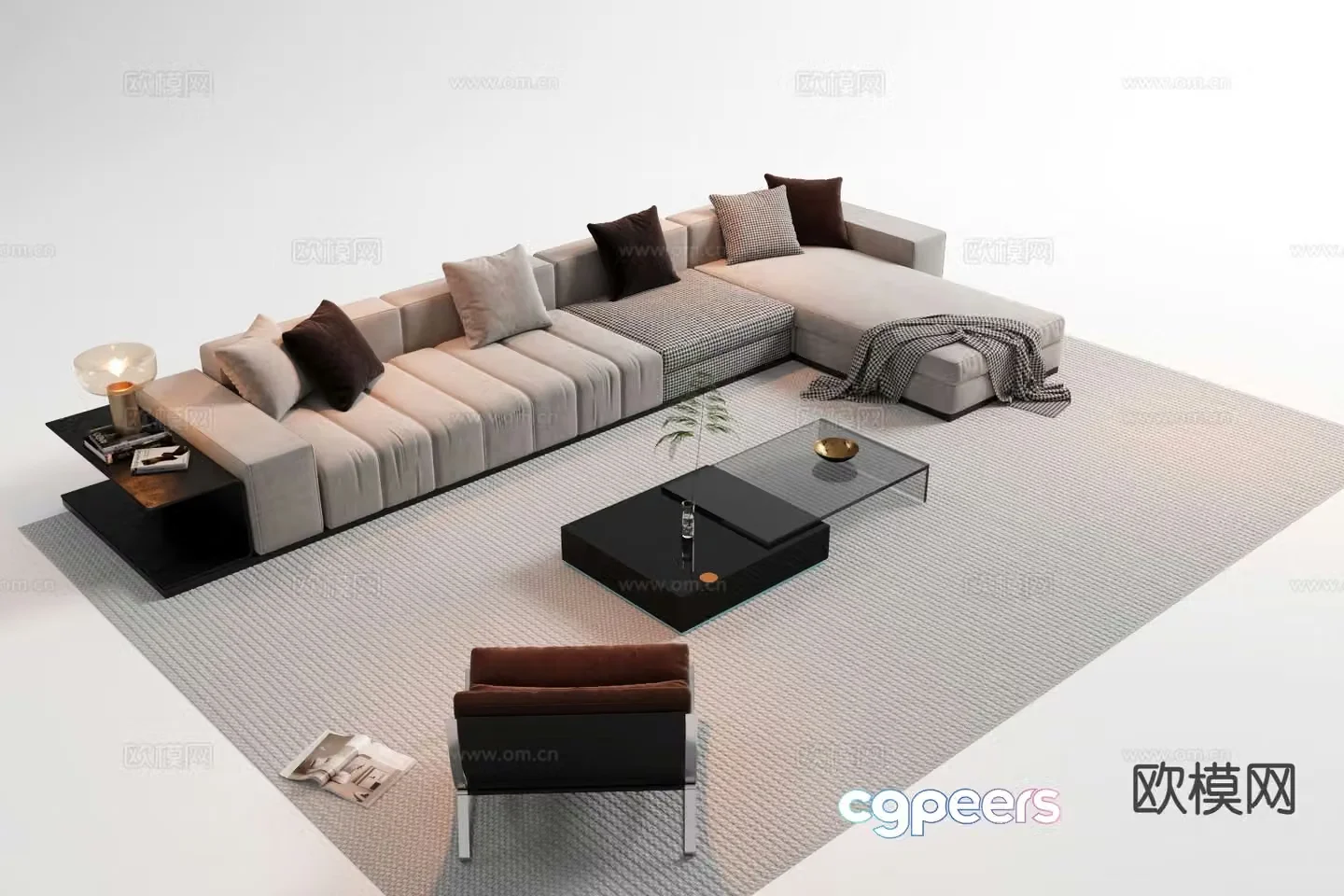 Italian style modular sofa corner sofa 3d model