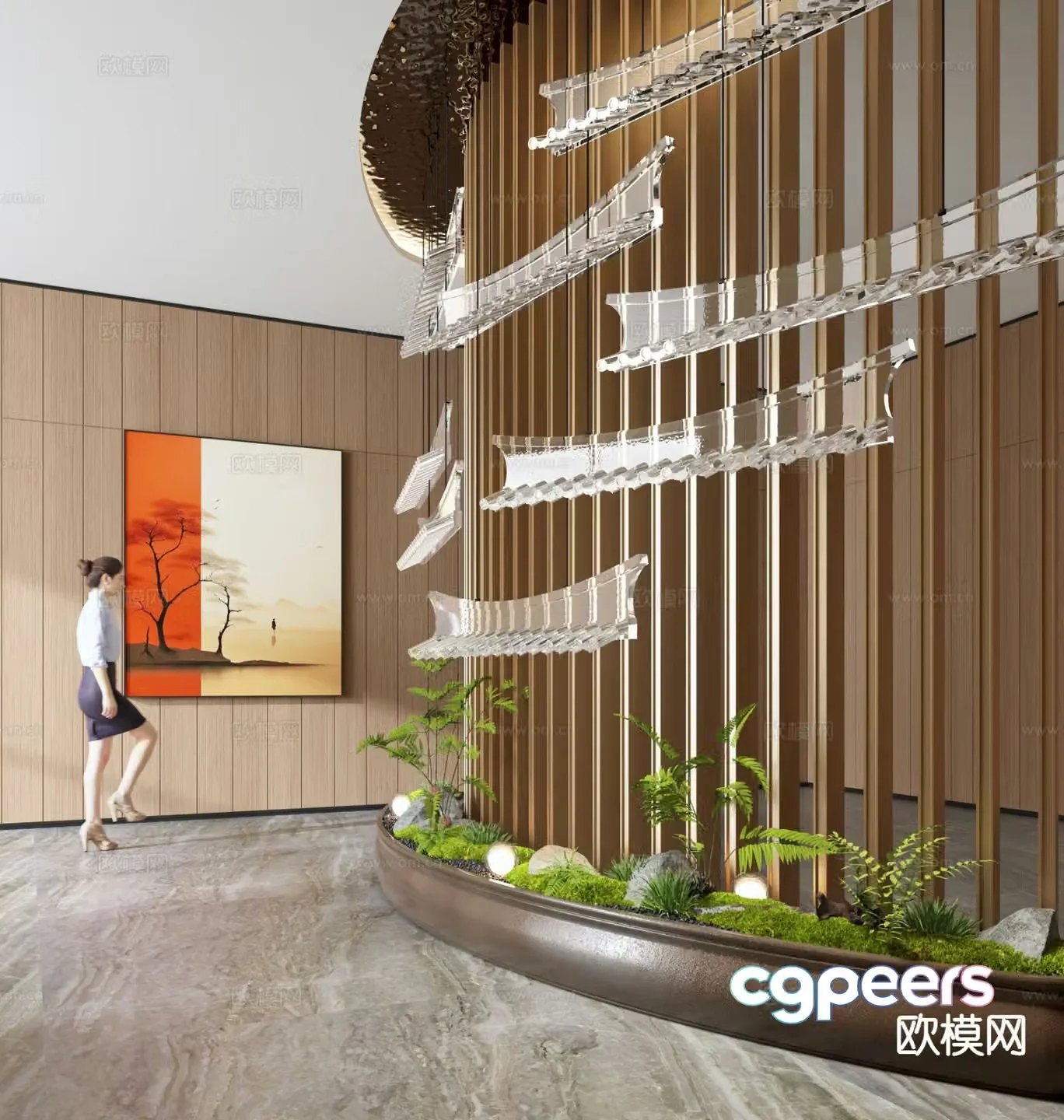 Interior landscape lobby landscaping 3D model