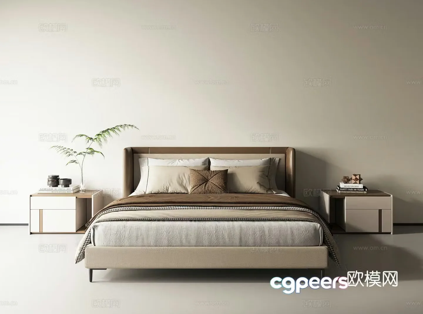 Modern double bed 3d model