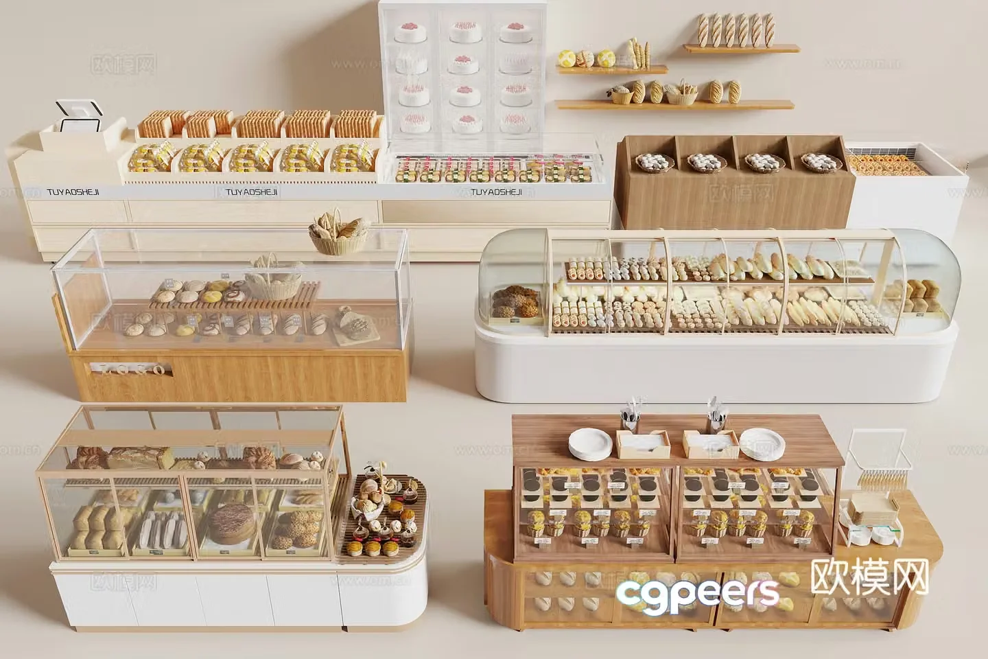 Modern bread shelves bread cabinet 3d model