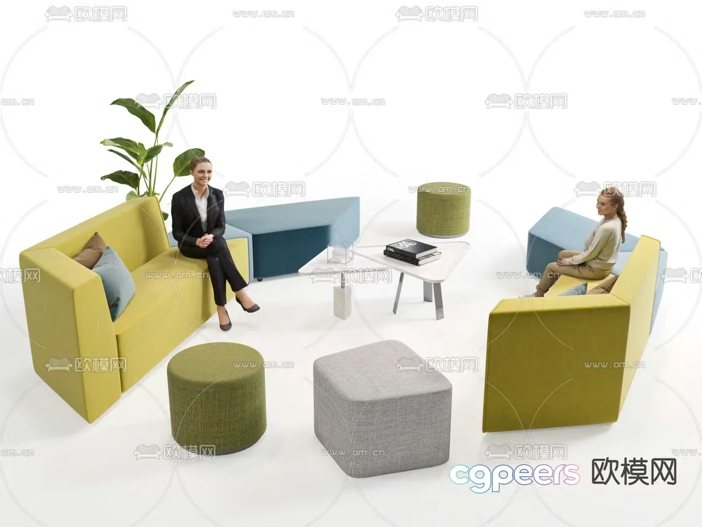 Office sofa booth sofa 3d model
