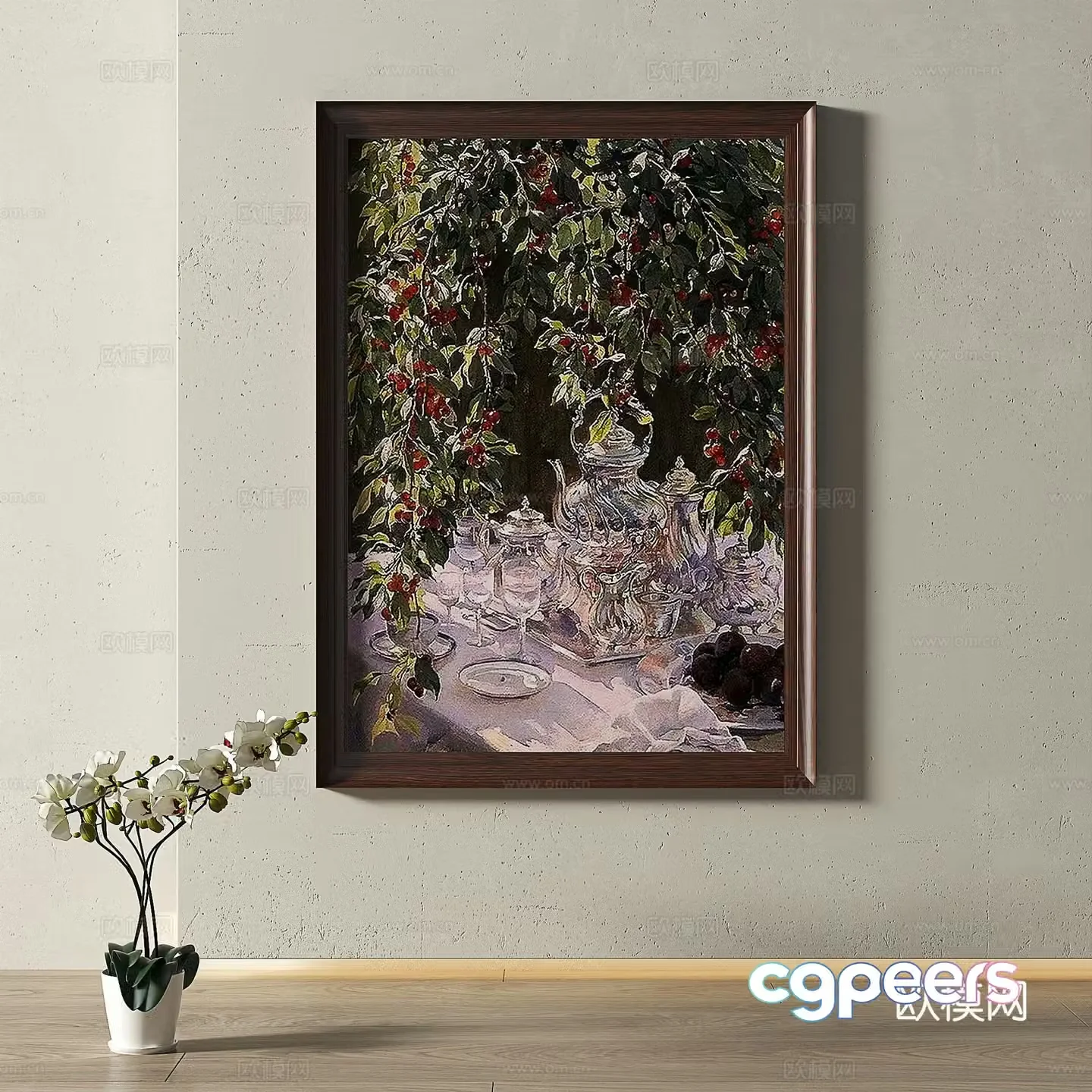 Modern French retro medieval light luxury oil painting decorative painting 3d model