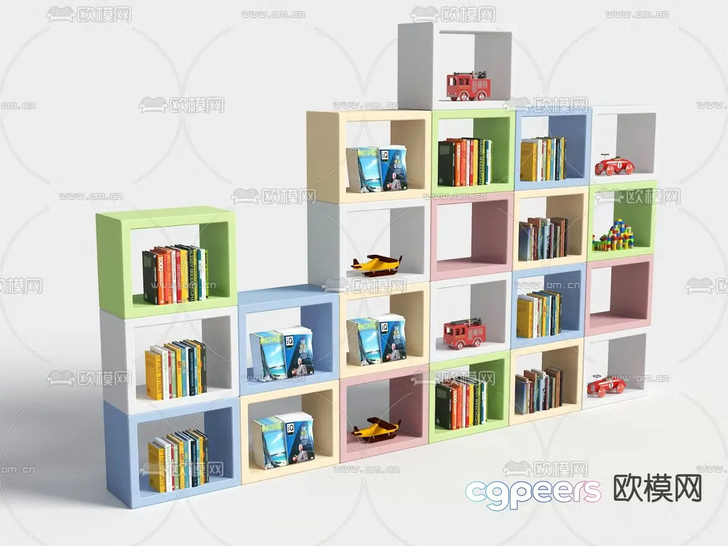 Children’s bookcase locker 3d model