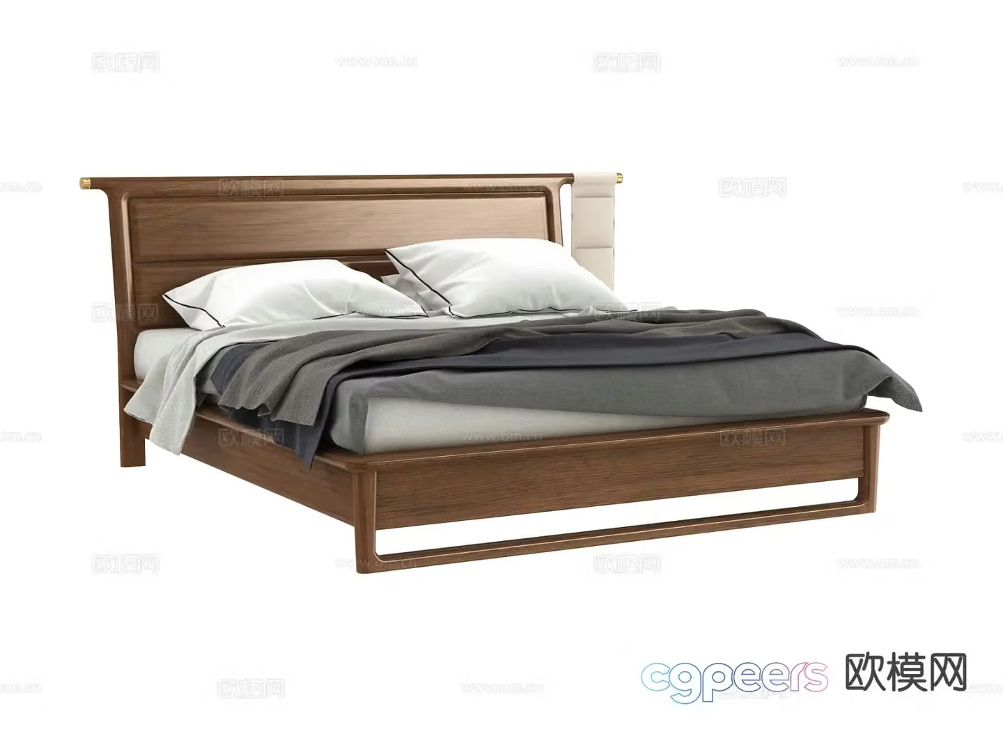 New Chinese style double bed 3d model