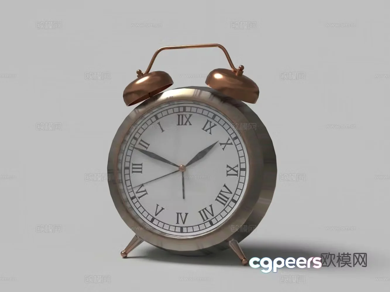 Retro bronze alarm clock 3d model