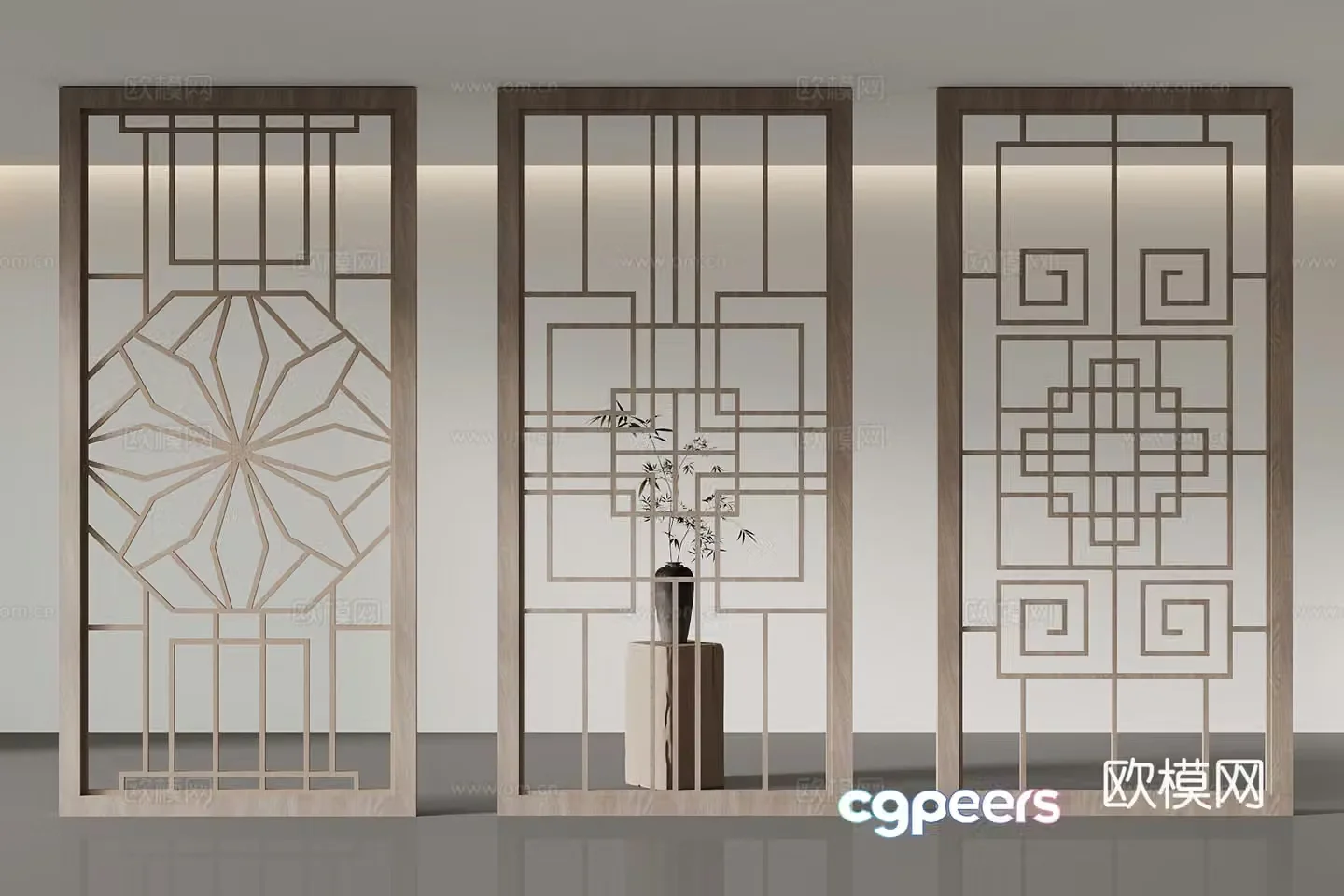 Screen New Chinese-style screen partition 3D model
