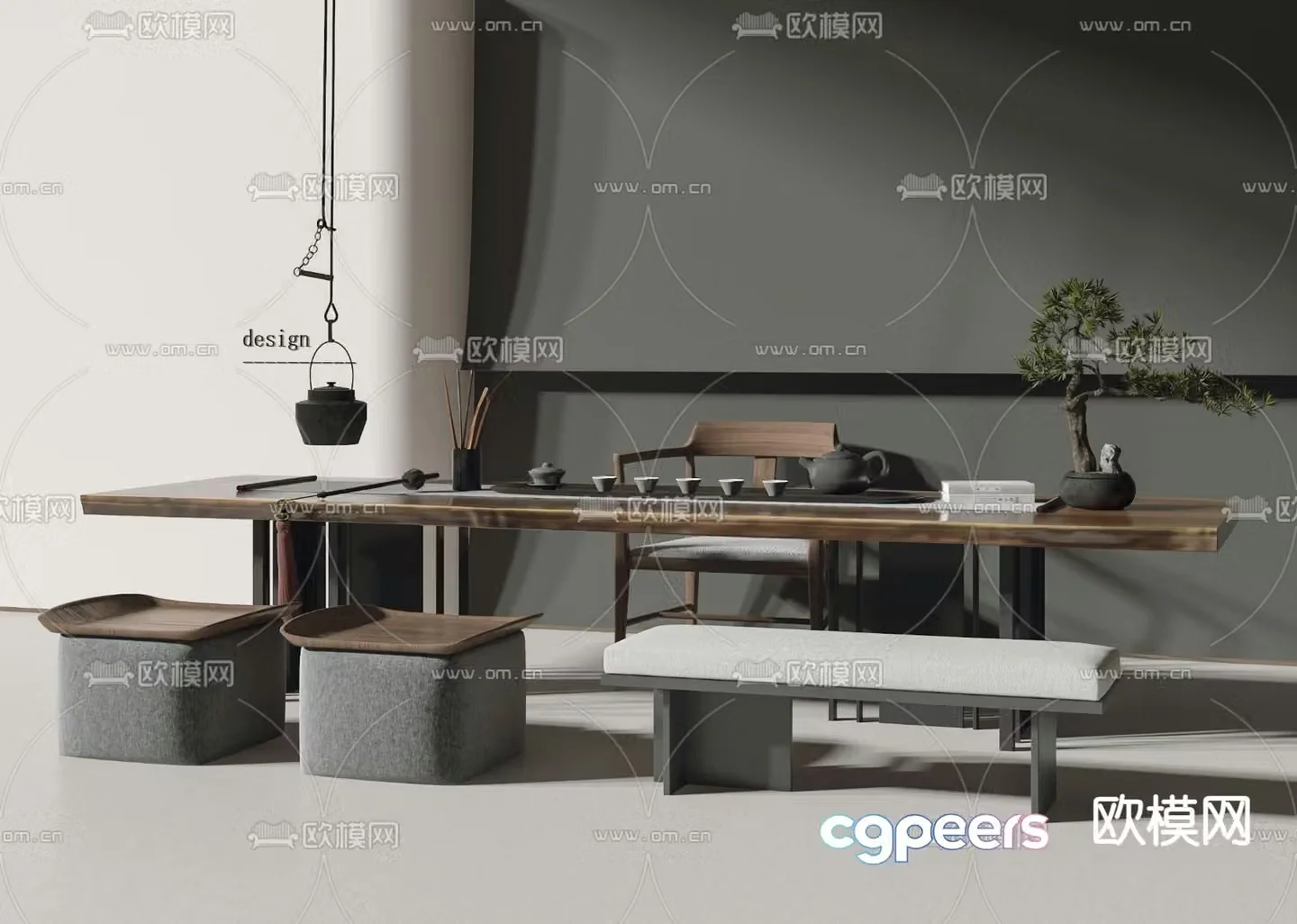 New Chinese tea table tea table 3D model