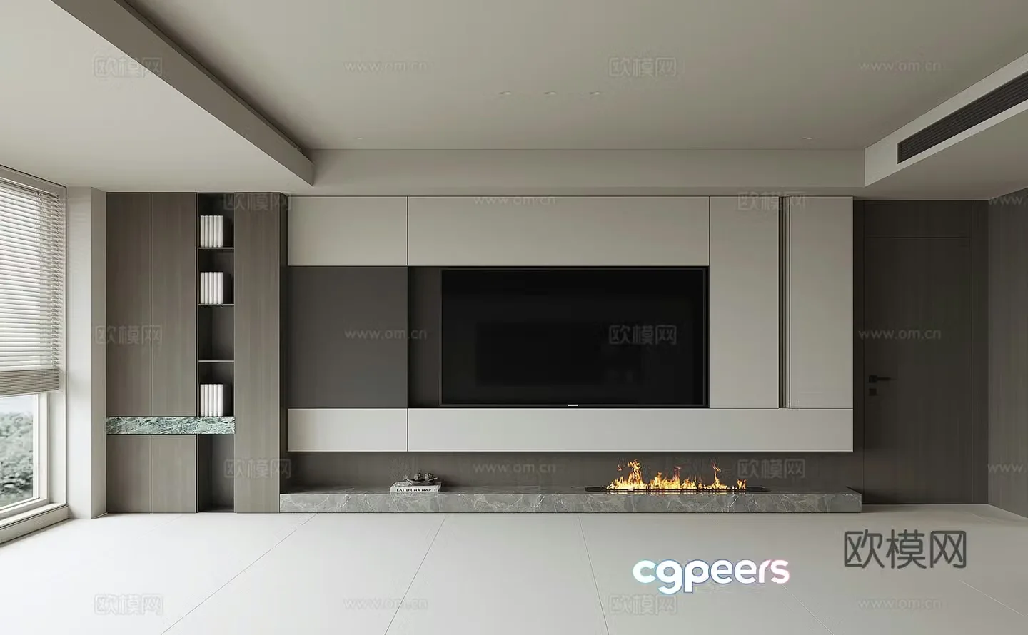 Modern TV background wall 3d model