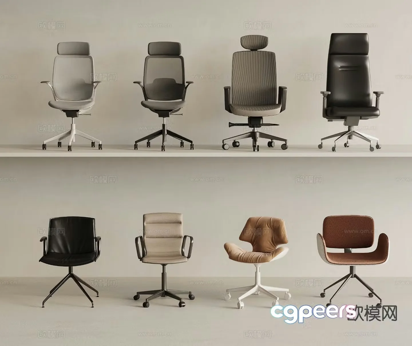 Modern office chair swivel chair staff chair 3d model