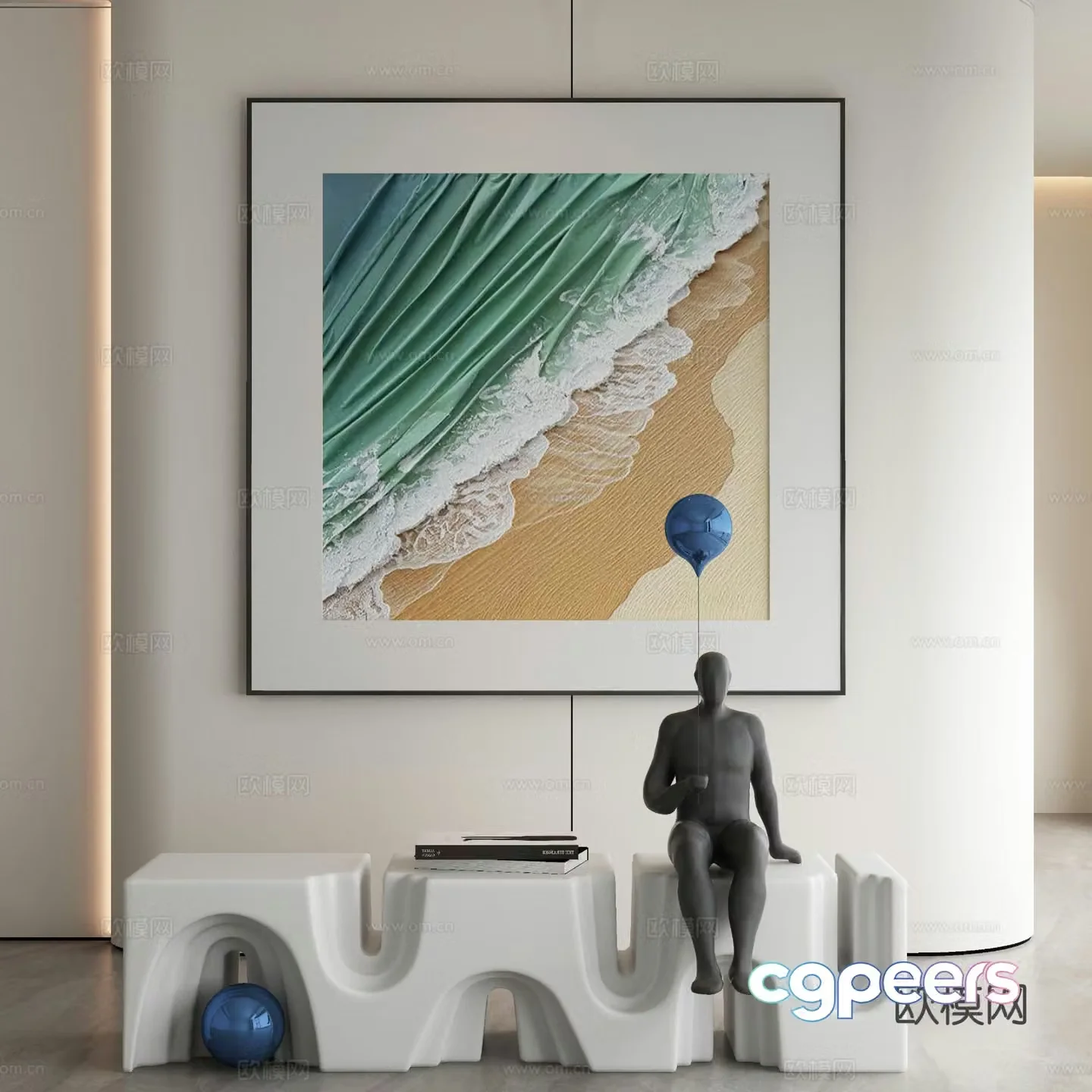 Modern texture painting decorative painting 3d model