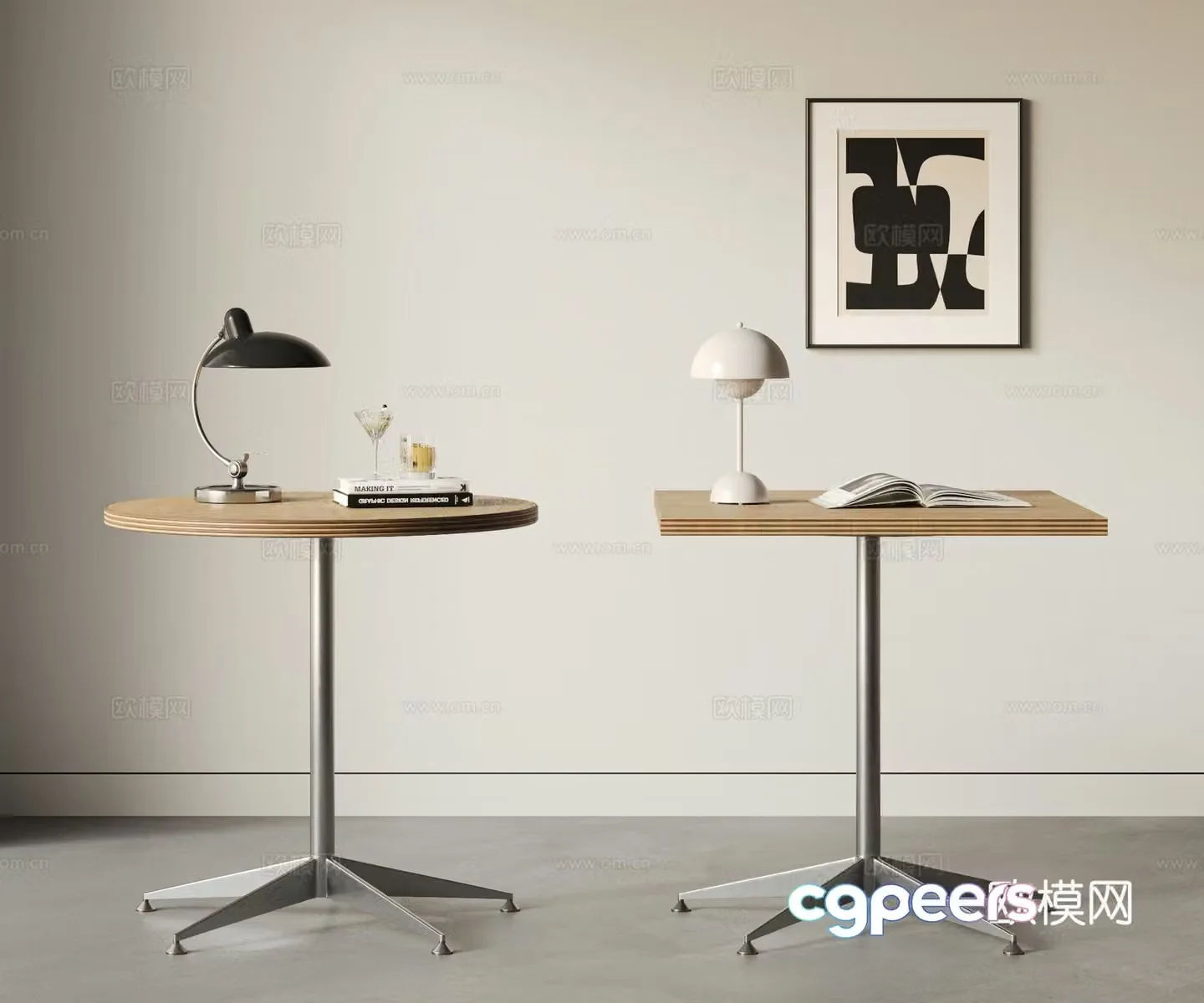 Modern Middle Style Bauhaus Retro Dining Table Casual Table Chat Chat Coffee Dessert Table 3D Model
