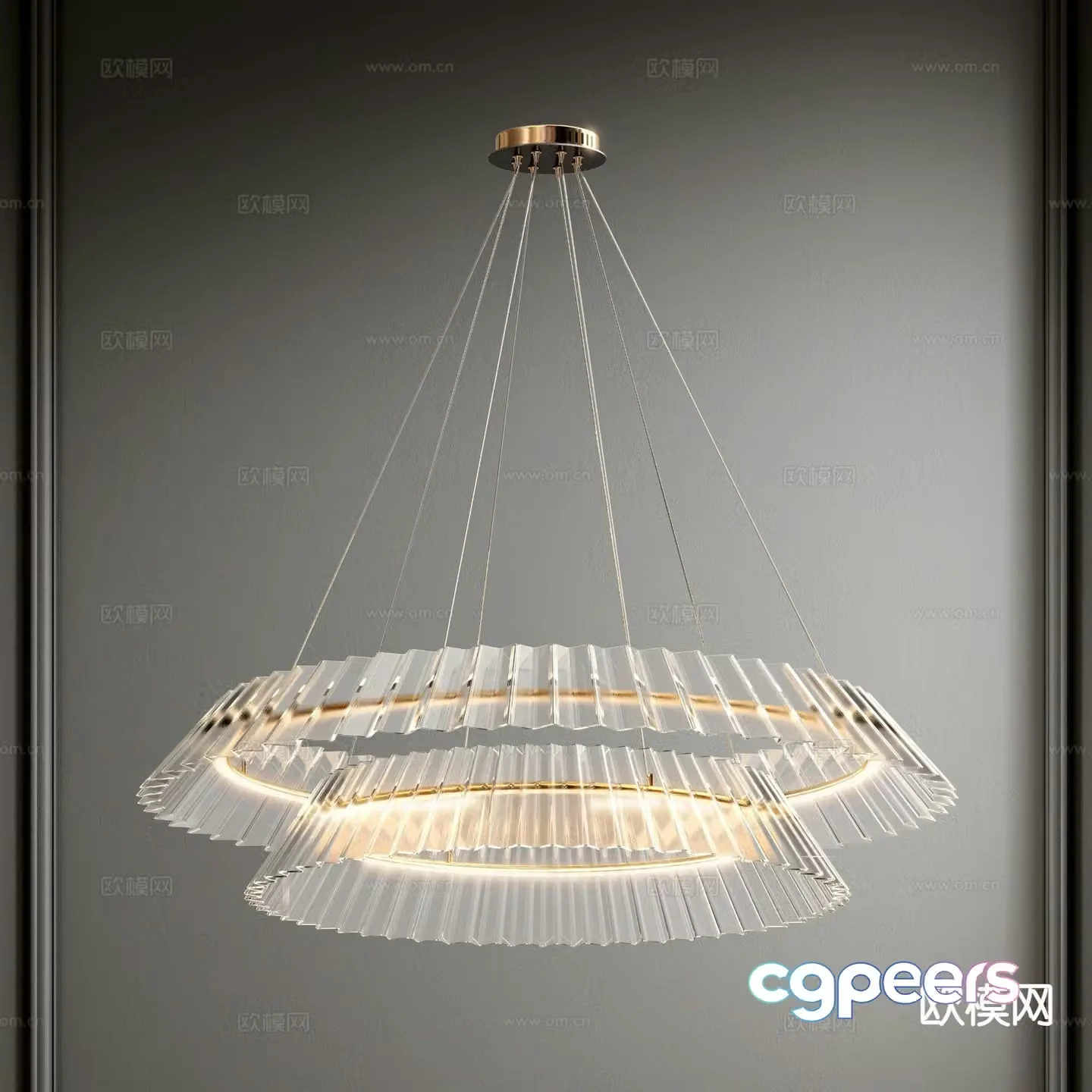 Modern double layer chandelier ring chandelier 3d model