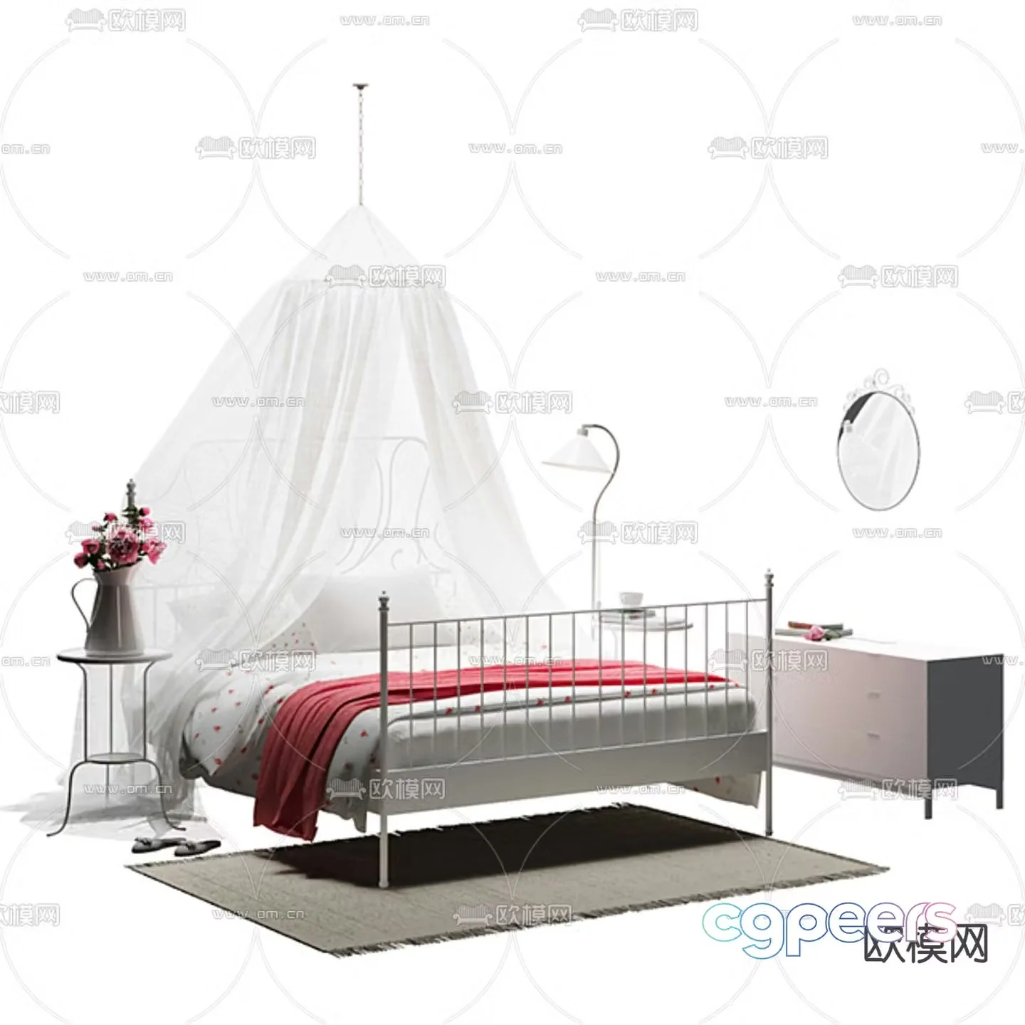 Children’s bed bed curtain double bed 3d model
