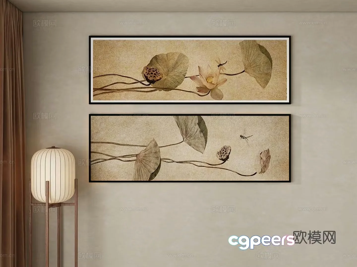 New Chinese Song style horizontal hanging painting 3D model