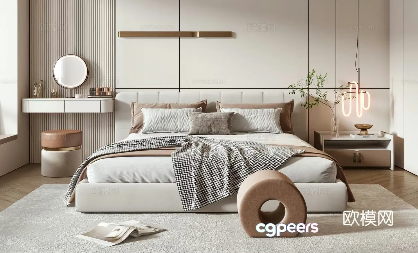 Minotti modern double bed 3d model