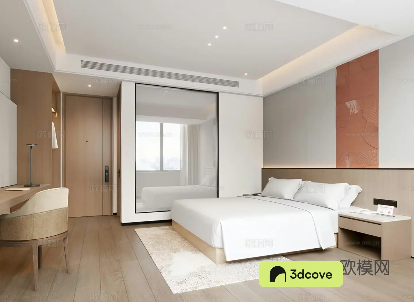 Modern hotel room double bed room