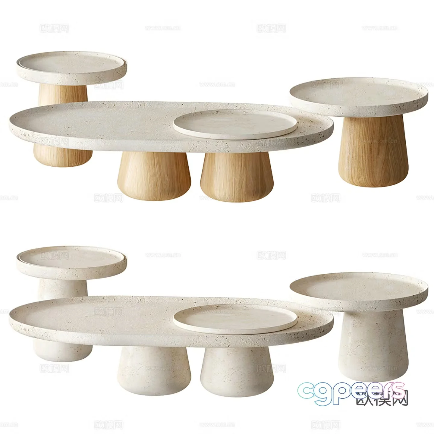 Cream style coffee table 3d model
