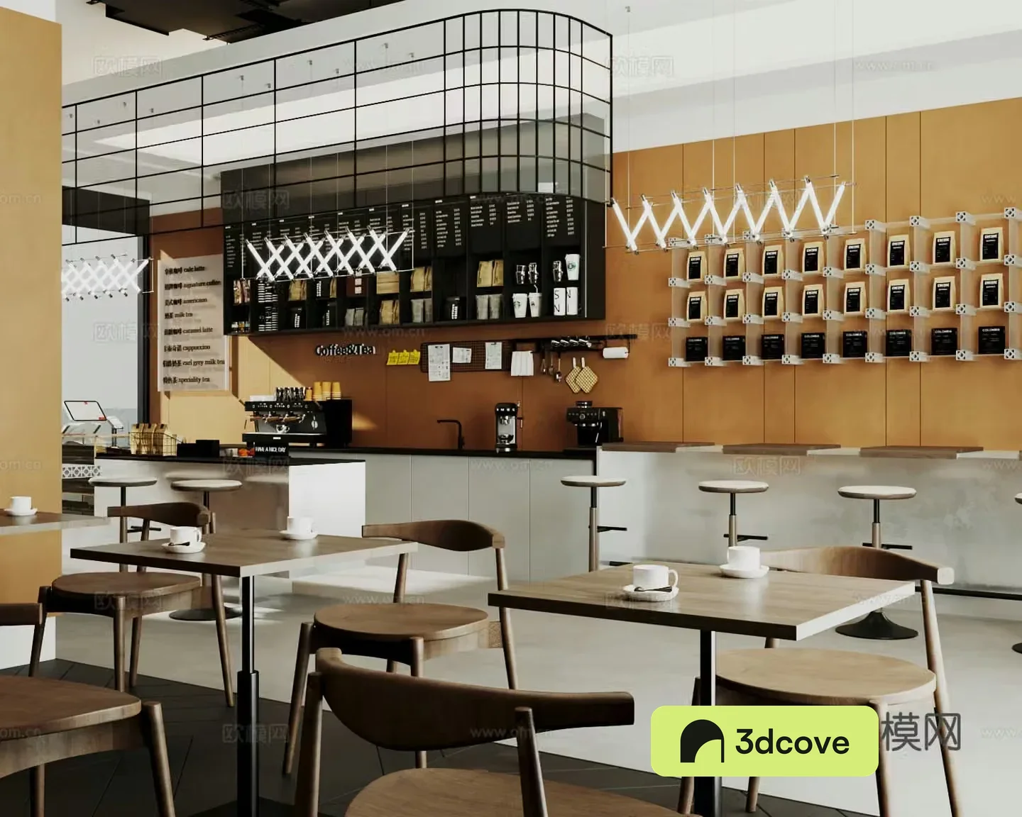 Retro Wabi Sasa Cafe Coffee Operating Table Dining Table and Chair Combination Coffee Machine Grinding