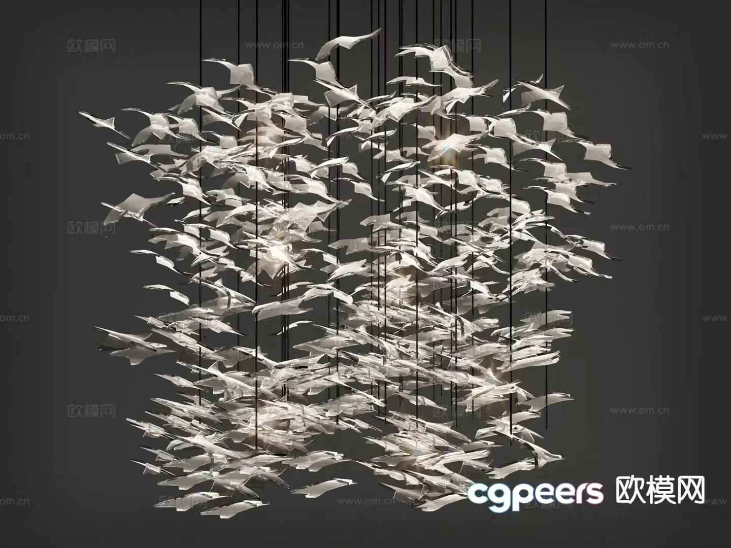Lobby art chandelier crystal lamp 3d model