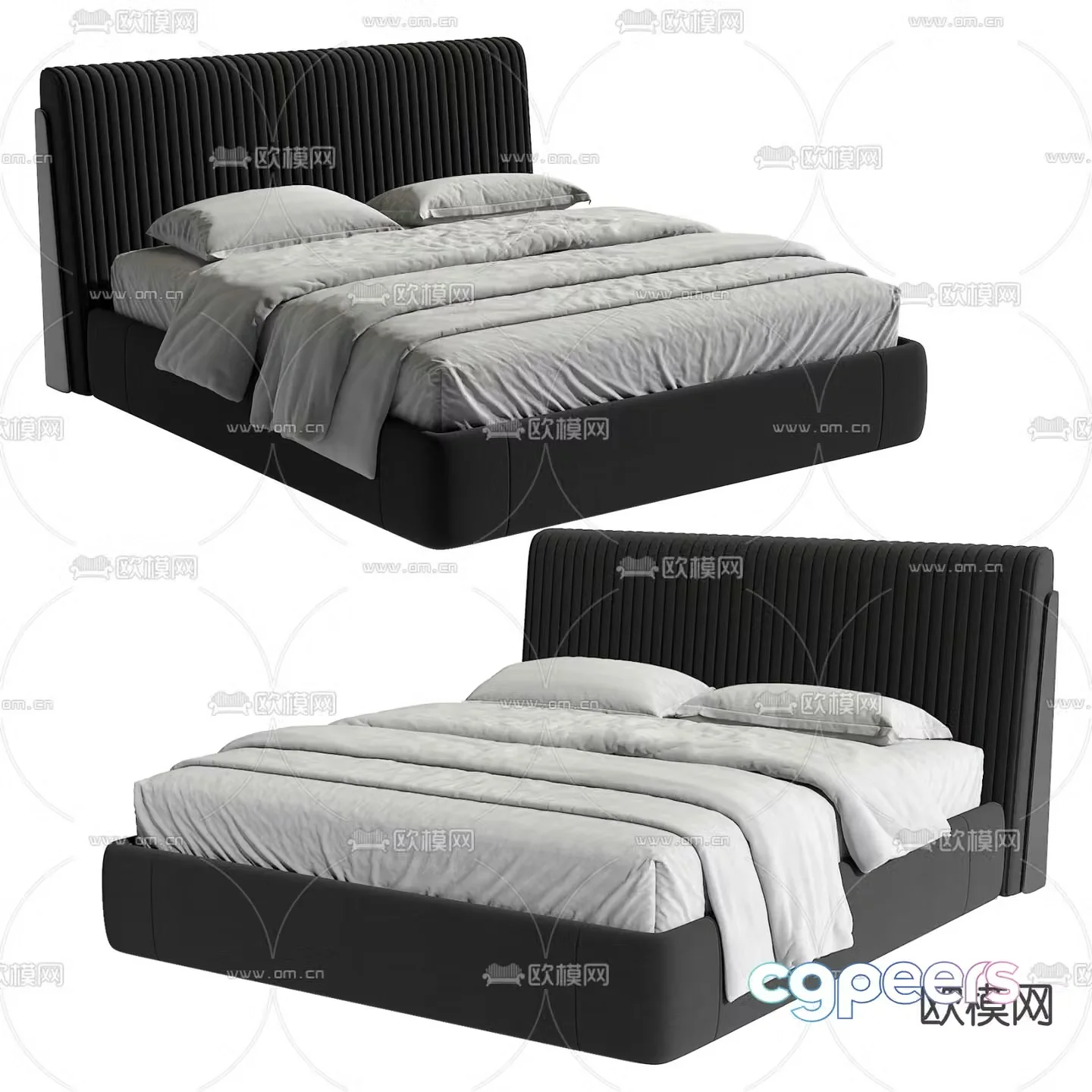 Modern double bed 3d model
