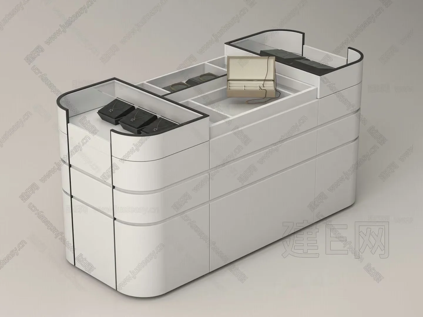 The Main Subject In This Image Is A White Desk With Drawers And A Computer 3D Model – 14969 – VRAY Render
