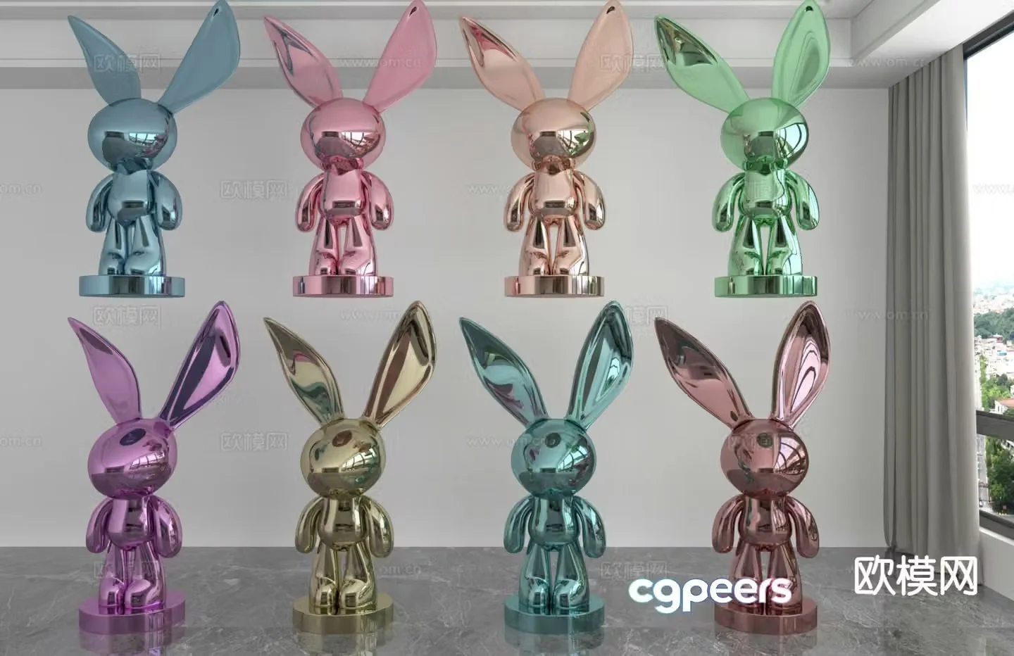 Modern laser rabbit doll trendy ornament 3D model