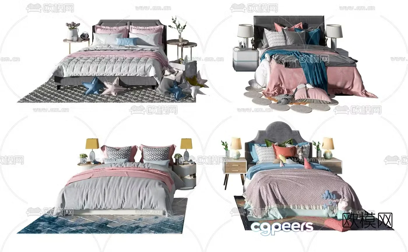 Modern fabric children’s bed 3d model