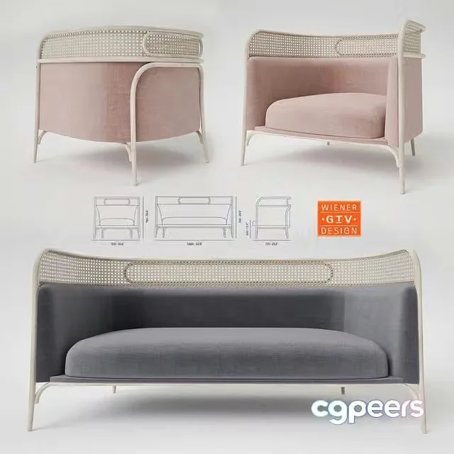 3ds Max Free – Gebruder Thonet Vienna Targa Lounge and Sofa