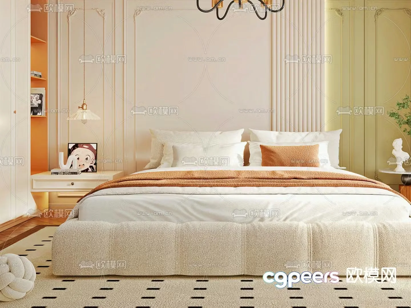 Creamy Bedroom Master Bedroom Master Room 3D Model