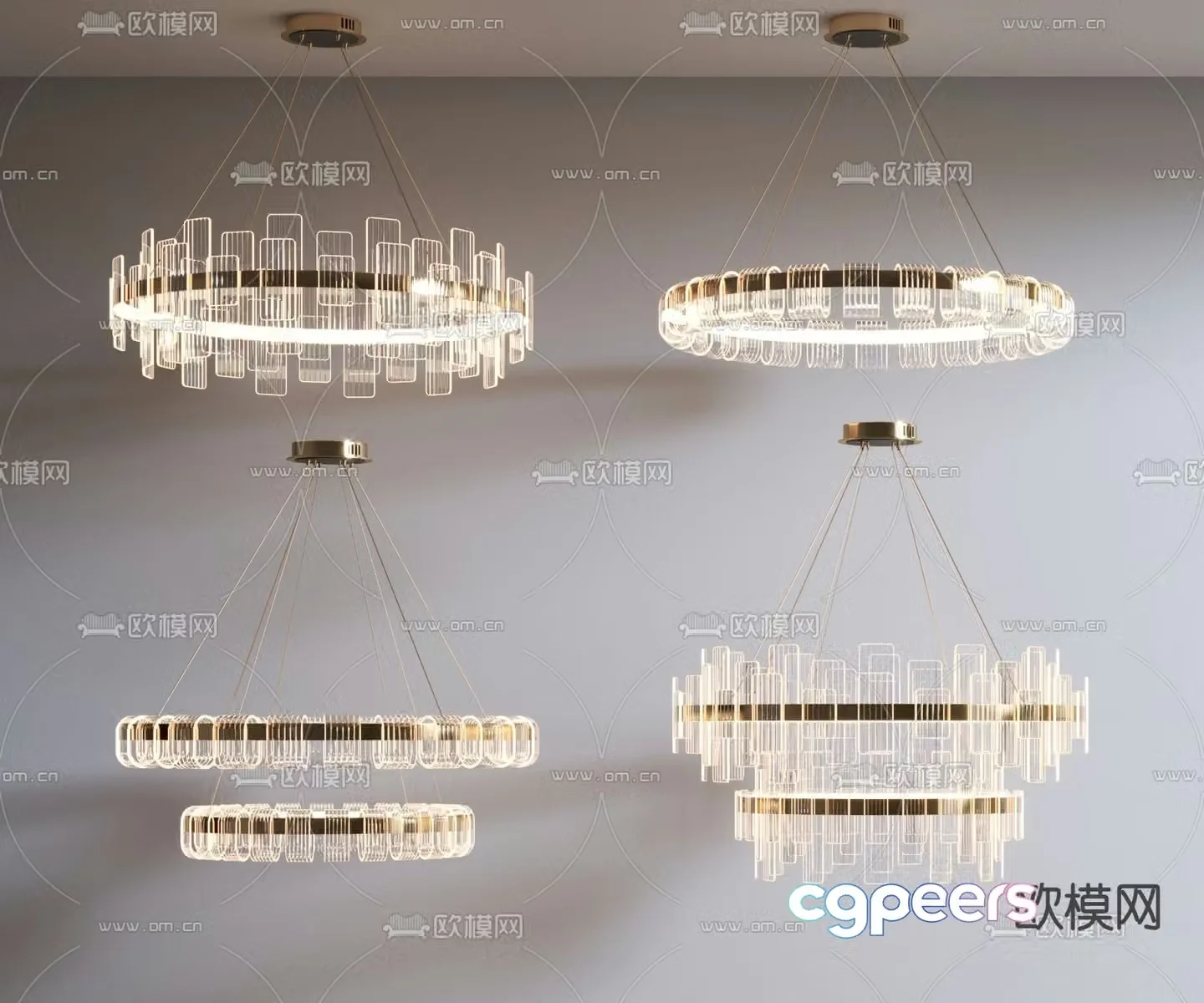 Light luxury chandelier ring chandelier 3d model