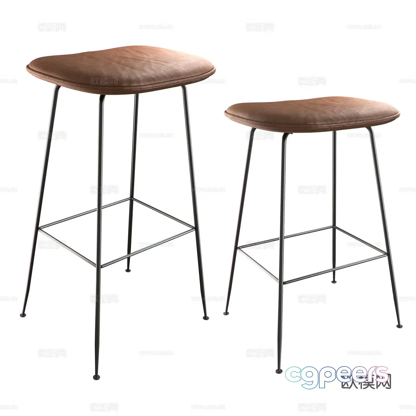 Gubi leather bar stool leather bar stool 3d model