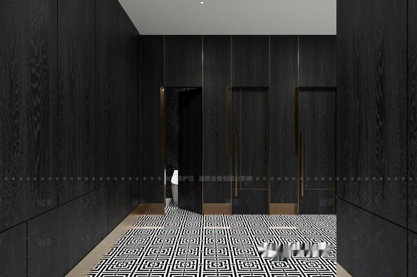 Modern Black And White Hallway 3D Model – 9520 – VRAY Render
