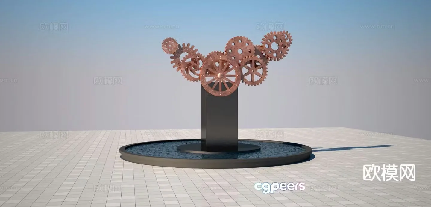 wheel sculpture gear sculpture 3d model