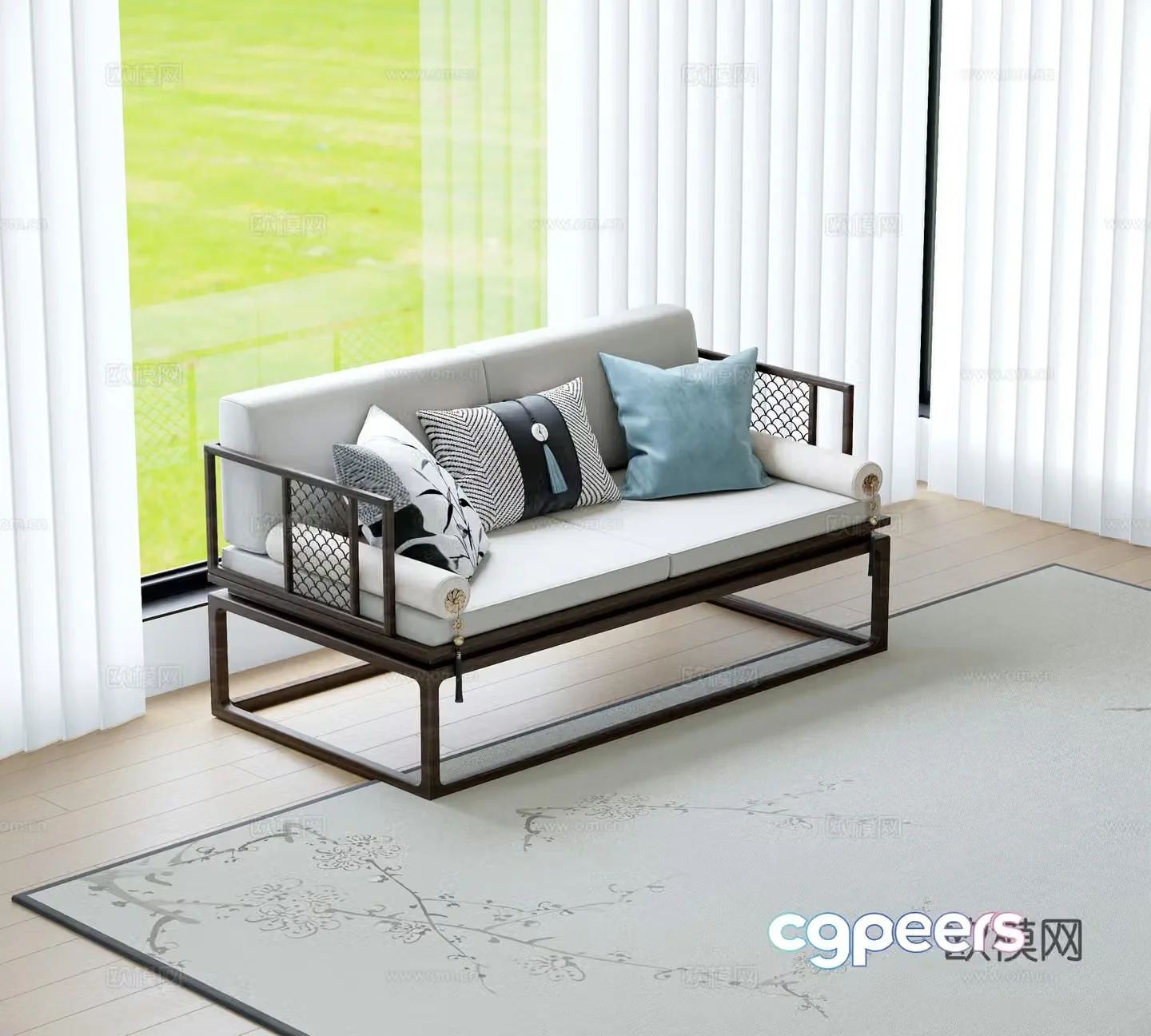 Double sofa backrest sofa 3d model
