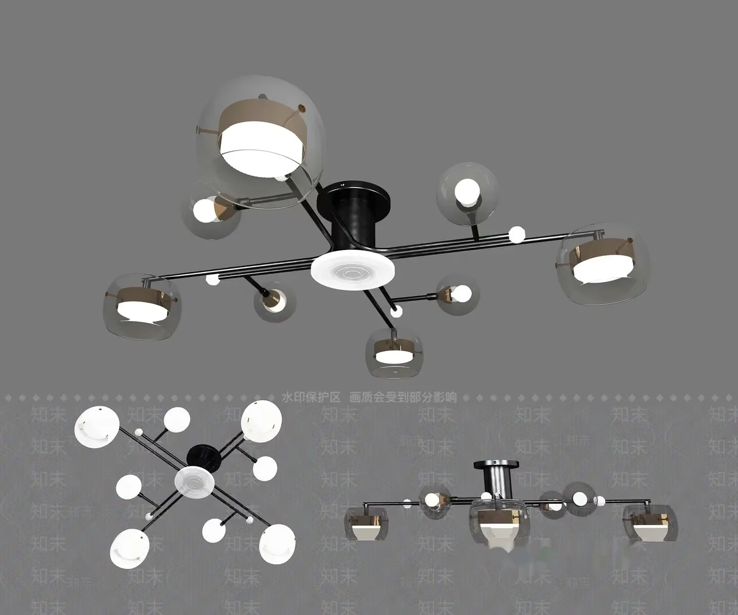 Gold Light Fixture 3D Model – 22109 – VRAY Render
