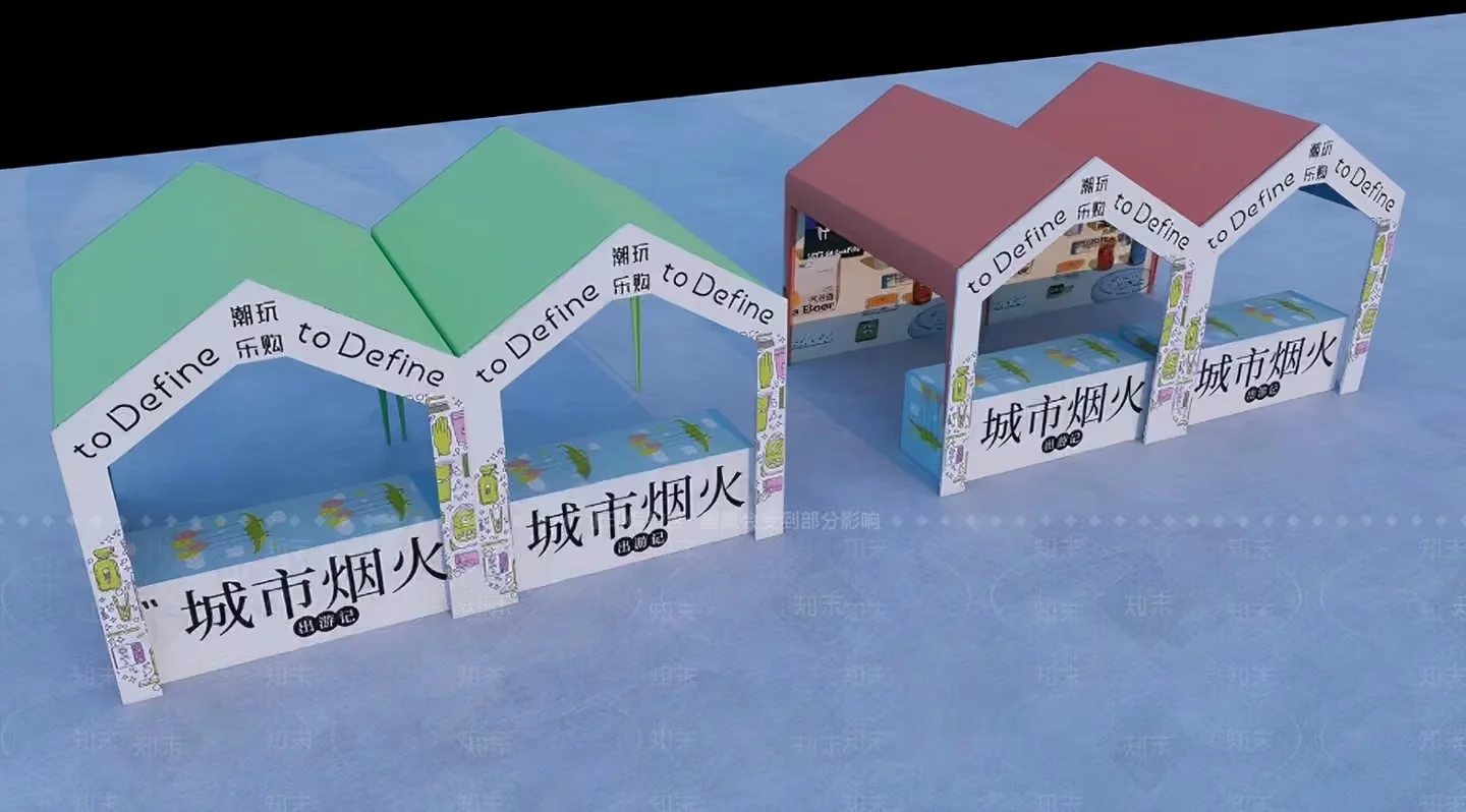 This Image Depicts A 3D Rendering Of A Market Stall Showcasing A 3D Model – 9038 – VRAY Render