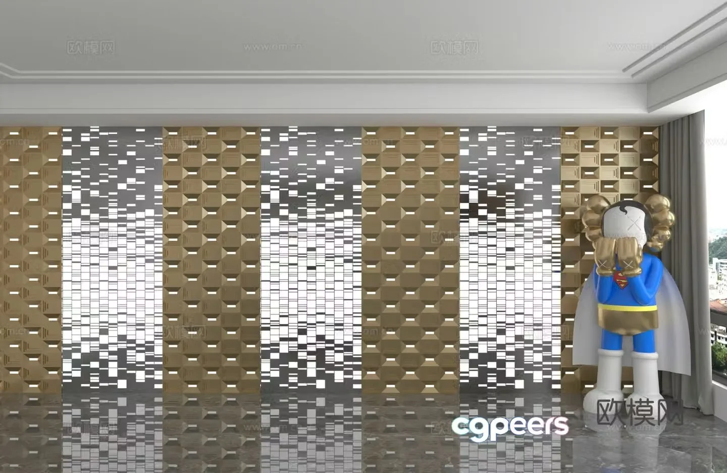 Modern background wall 3d model