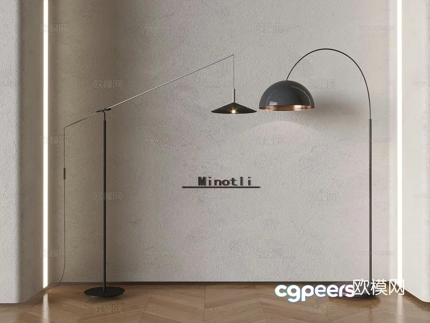 Italian art fishing lamp metal minimalist floor lamp 3d model