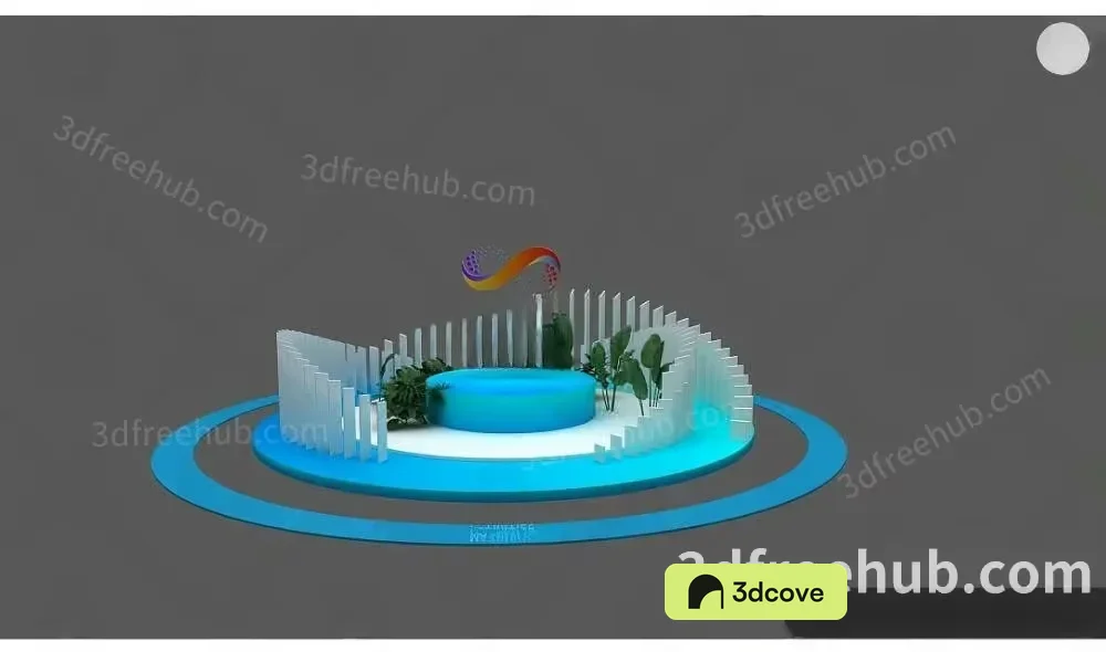 A 3D Rendering Of A Blue And White Circular Platform